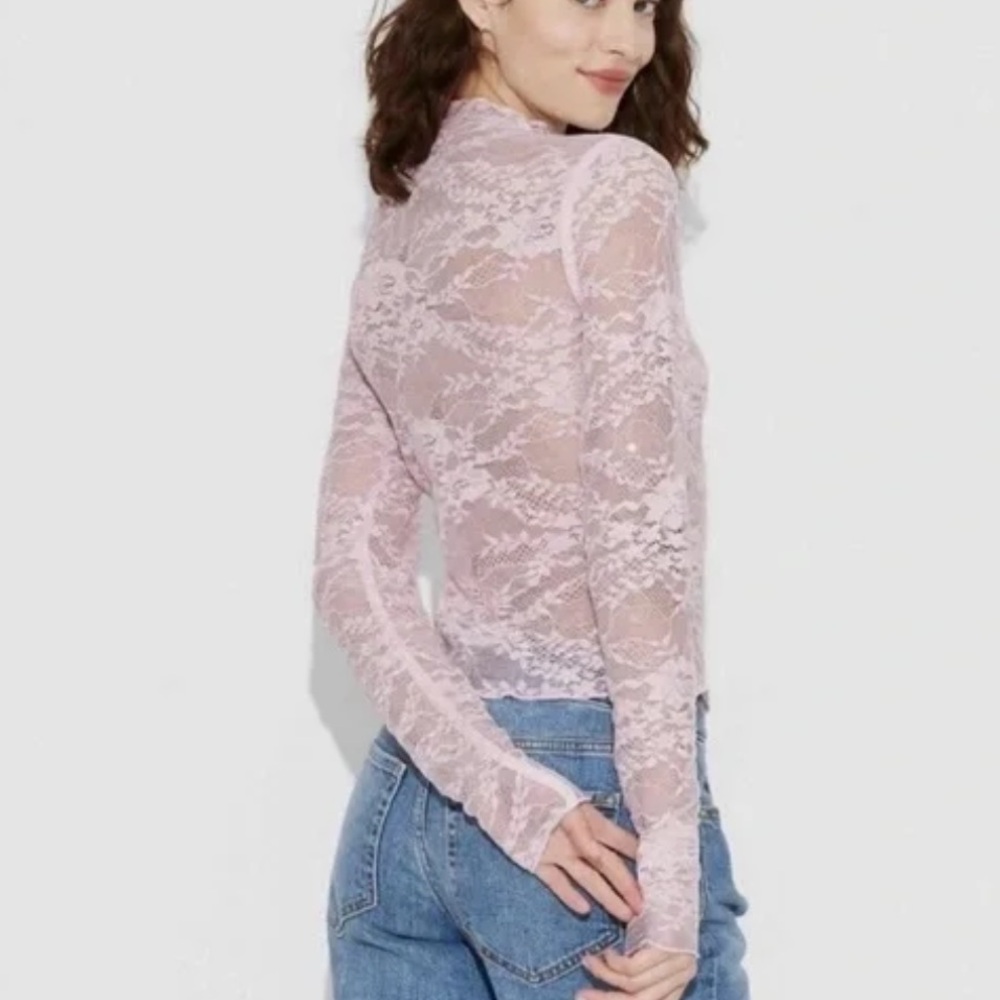 Wild Rose Pink Lace Sequin Blouse NWT  SM